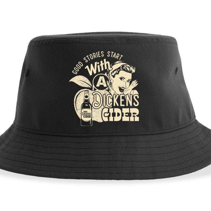 Hard Dickens Cider Girl Whiskey And Beer Apple Humor Sustainable Bucket Hat