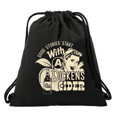Hard Dickens Cider Girl Whiskey And Beer Apple Humor Drawstring Bag
