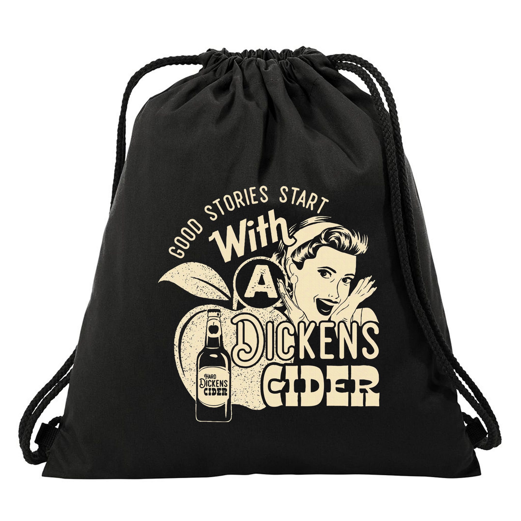 Hard Dickens Cider Girl Whiskey And Beer Apple Humor Drawstring Bag