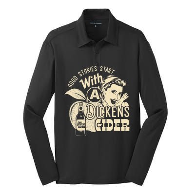 Hard Dickens Cider Girl Whiskey And Beer Apple Humor Silk Touch Performance Long Sleeve Polo