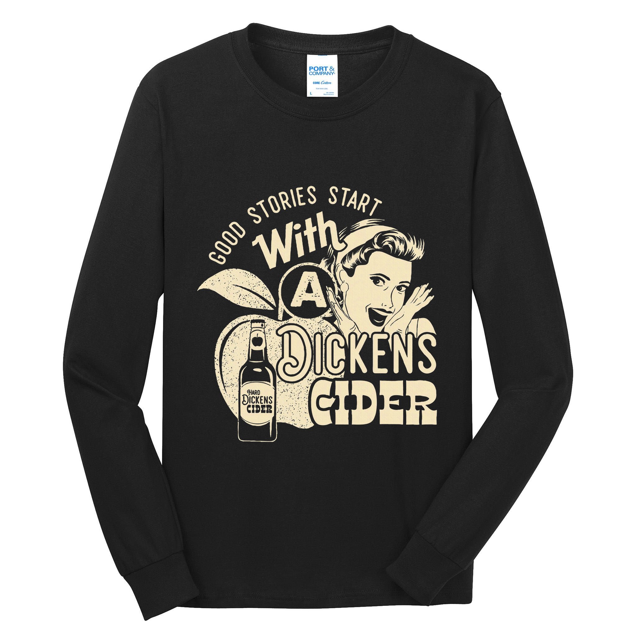 Hard Dickens Cider Girl Whiskey And Beer Apple Humor Tall Long Sleeve T-Shirt