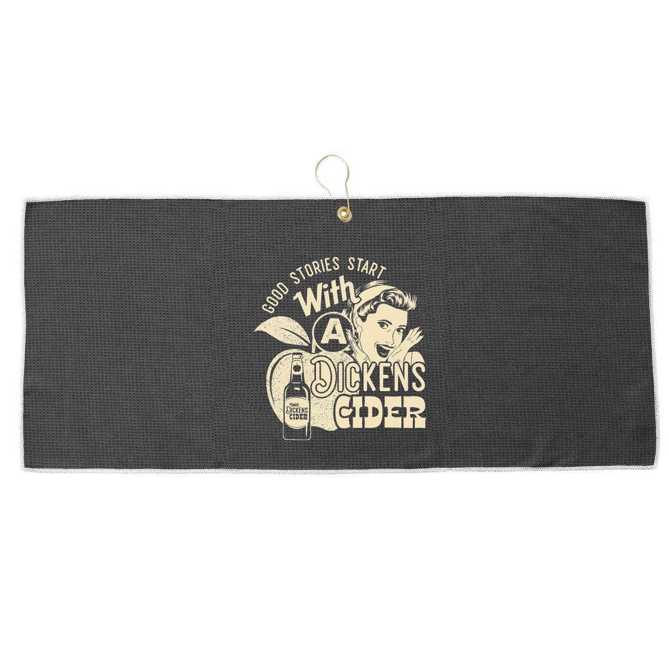 Hard Dickens Cider Girl Whiskey And Beer Apple Humor Large Microfiber Waffle Golf Towel