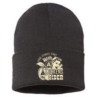 Hard Dickens Cider Girl Whiskey And Beer Apple Humor Sustainable Knit Beanie