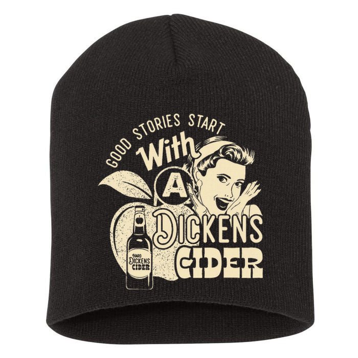 Hard Dickens Cider Girl Whiskey And Beer Apple Humor Short Acrylic Beanie