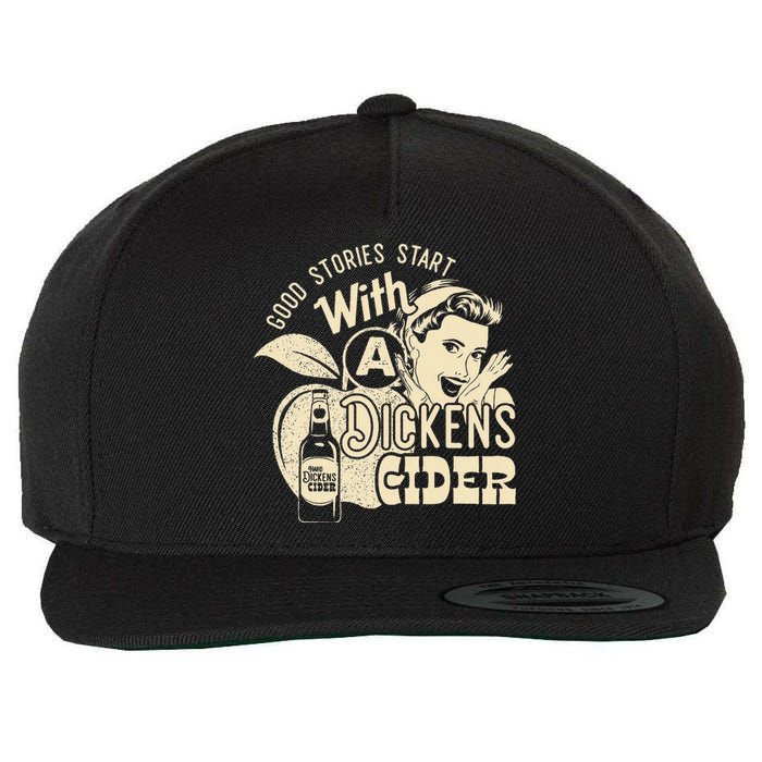 Hard Dickens Cider Girl Whiskey And Beer Apple Humor Wool Snapback Cap