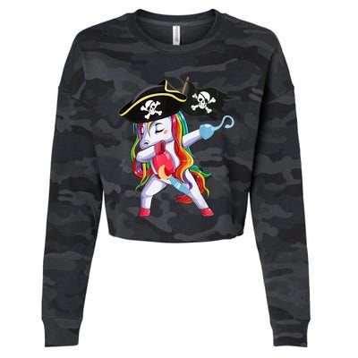 Halloween Dabbing Cute Pirate Unicorn Cropped Pullover Crew