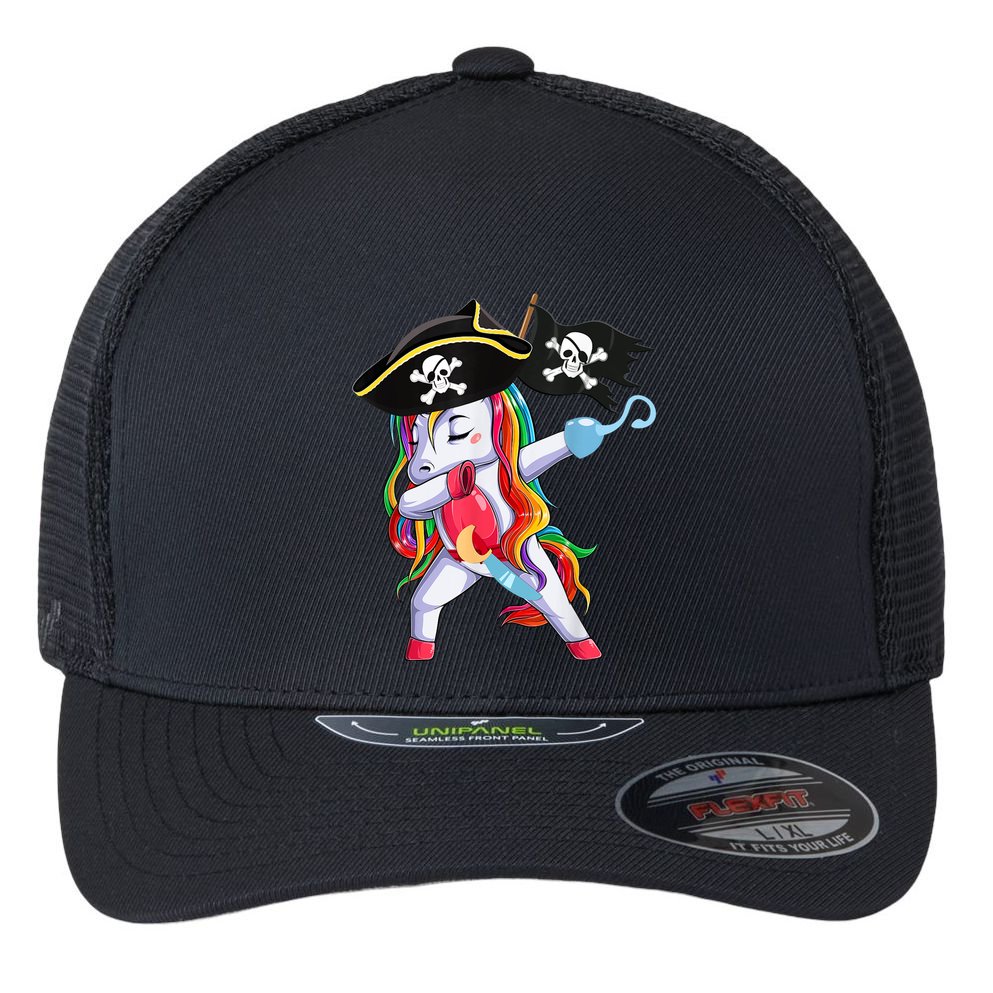 Halloween Dabbing Cute Pirate Unicorn Flexfit Unipanel Trucker Cap