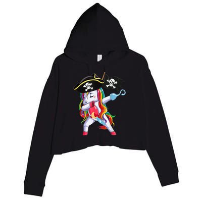 Halloween Dabbing Cute Pirate Unicorn Crop Fleece Hoodie