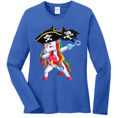 Halloween Dabbing Cute Pirate Unicorn Ladies Long Sleeve Shirt