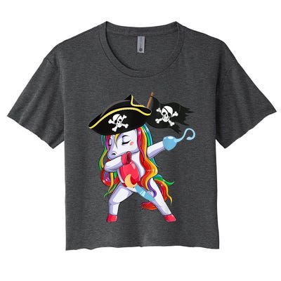 Halloween Dabbing Cute Pirate Unicorn Women's Crop Top Tee