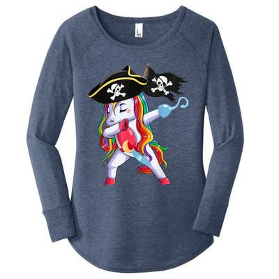 Halloween Dabbing Cute Pirate Unicorn Women's Perfect Tri Tunic Long Sleeve Shirt