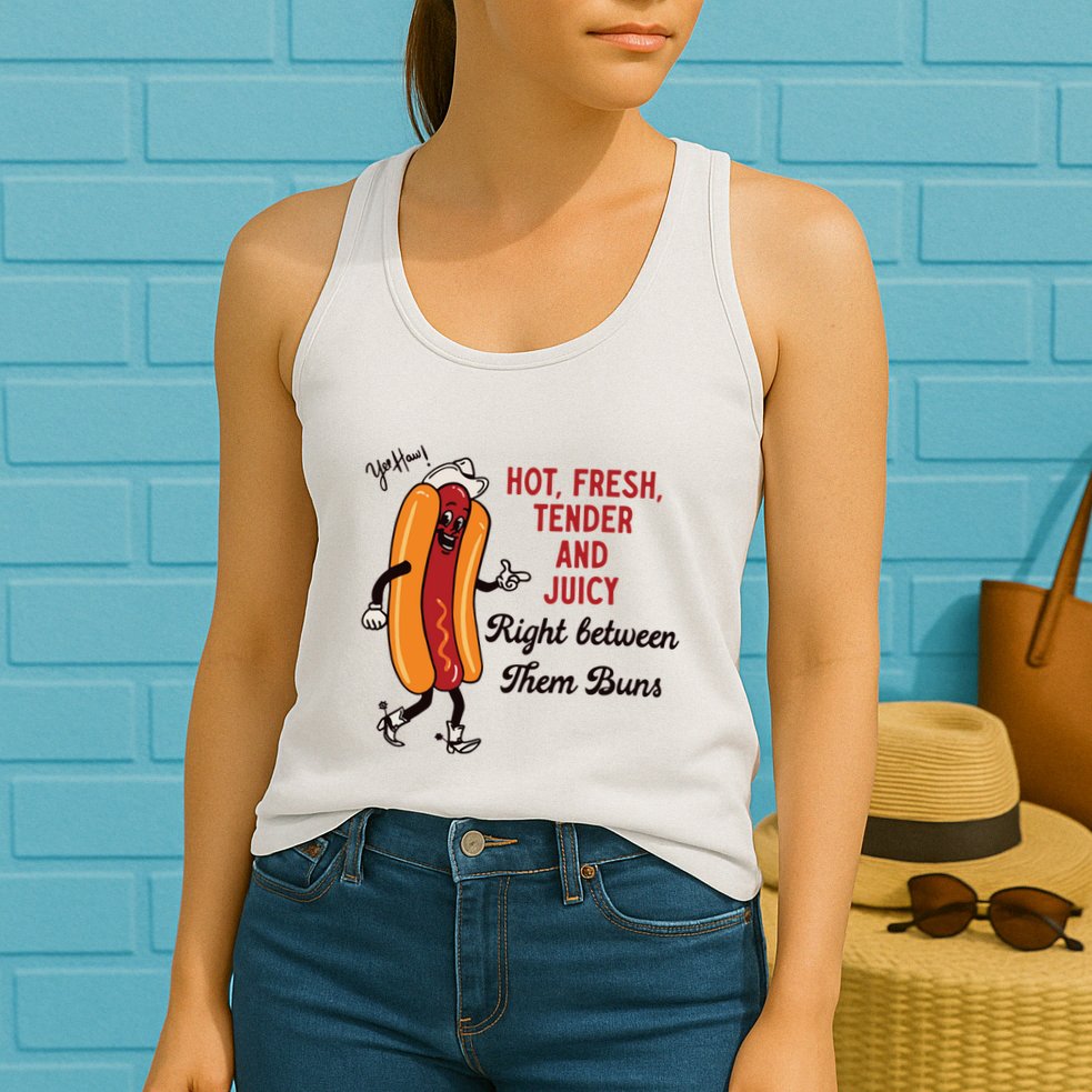 Hot Dog Cowboy Womens Tank Top