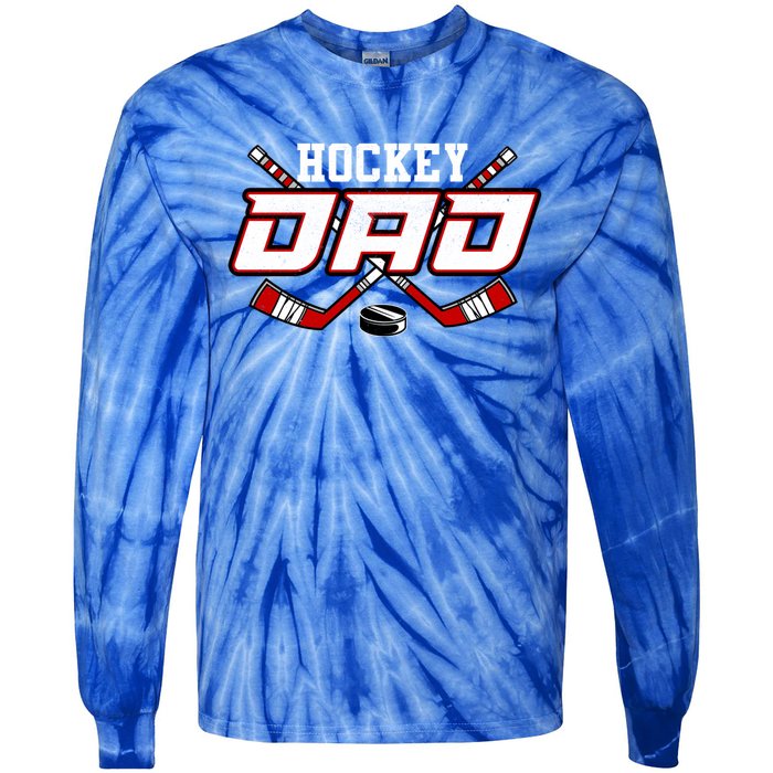 Hockey Dad Cool Gift Papa FatherS Day Vintage Gift Tie-Dye Long Sleeve Shirt