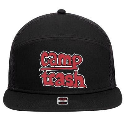 Hand Drawn Camp Trash 7 Panel Mesh Trucker Snapback Hat