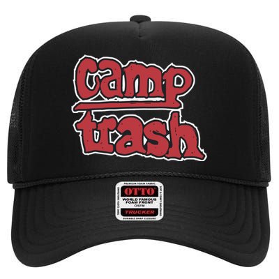 Hand Drawn Camp Trash High Crown Mesh Back Trucker Hat