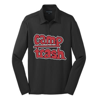 Hand Drawn Camp Trash Silk Touch Performance Long Sleeve Polo