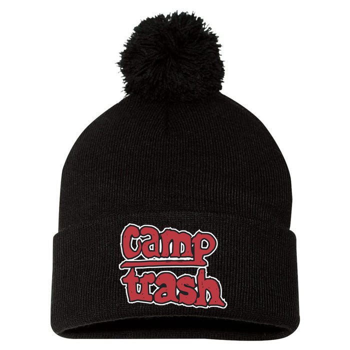 Hand Drawn Camp Trash Pom Pom 12in Knit Beanie