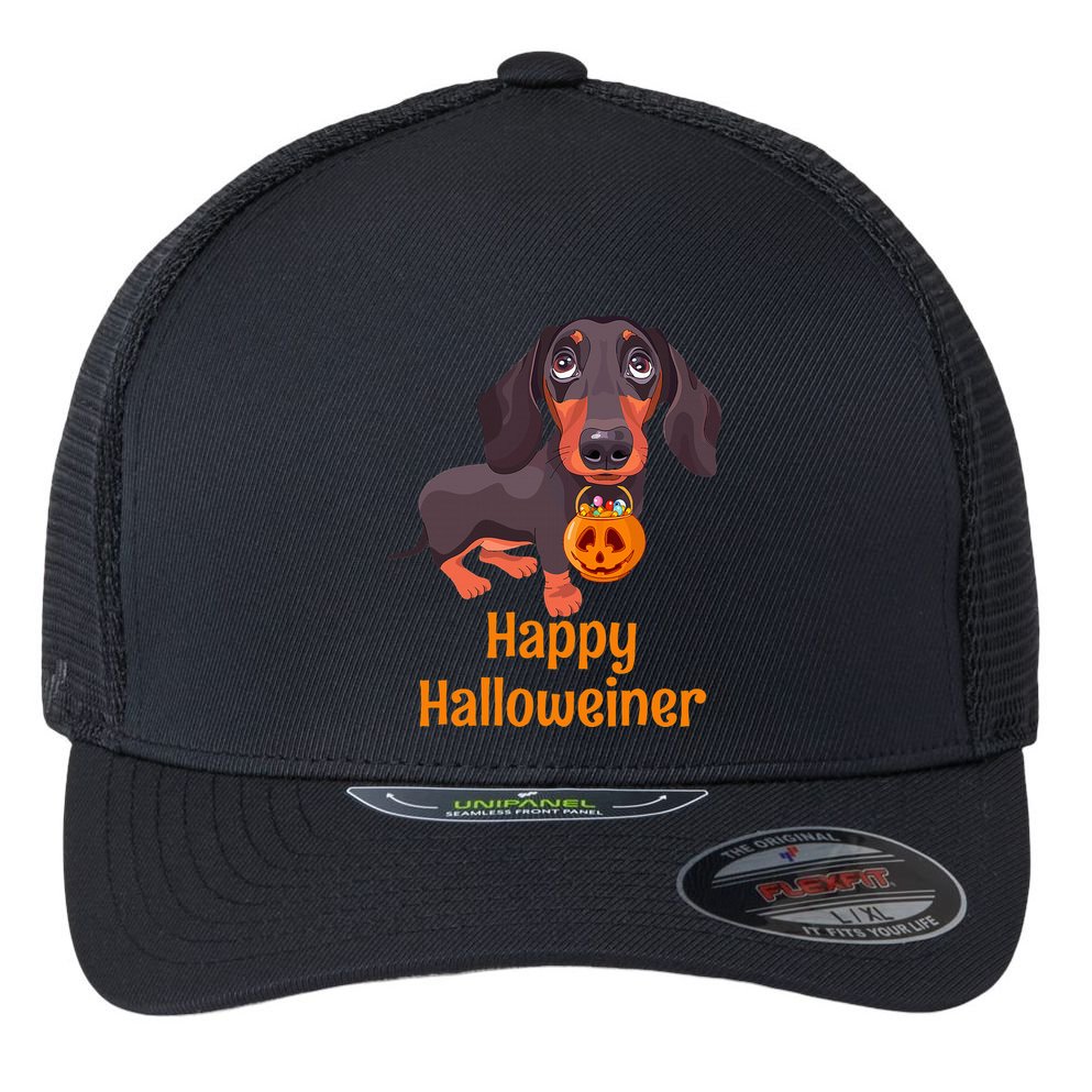 Halloween Dachshund Costume For Happy Halloweiner Flexfit Unipanel Trucker Cap