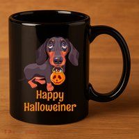 Halloween Dachshund Costume For Happy Halloweiner 11oz C Handle Ceramic Mug