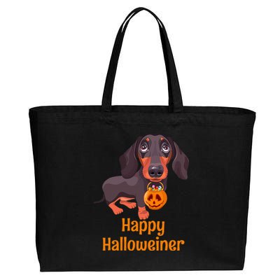 Halloween Dachshund Costume For Happy Halloweiner Cotton Canvas Jumbo Tote