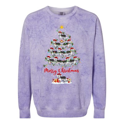 Husky Dog Christmas Tree Lights Funny Husky Xmas Gift Colorblast Crewneck Sweatshirt