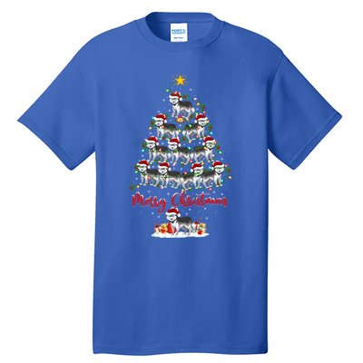 Husky Dog Christmas Tree Lights Funny Husky Xmas Gift Tall T-Shirt