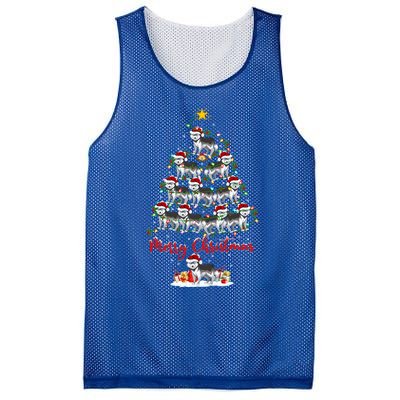 Husky Dog Christmas Tree Lights Funny Husky Xmas Gift Mesh Reversible Basketball Jersey Tank