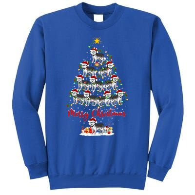 Husky Dog Christmas Tree Lights Funny Husky Xmas Gift Tall Sweatshirt