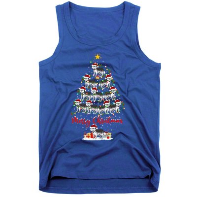 Husky Dog Christmas Tree Lights Funny Husky Xmas Gift Tank Top