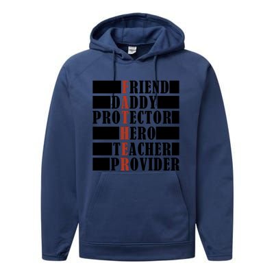 Hero Daddy Celebrating FatherS Day Performance Fleece Hoodie