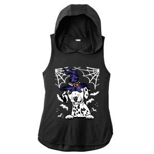 Halloween Dog Costume Design Spooky Dalmatian Gift Ladies PosiCharge Tri-Blend Wicking Draft Hoodie Tank