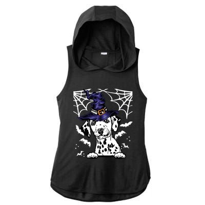 Halloween Dog Costume Design Spooky Dalmatian Gift Ladies PosiCharge Tri-Blend Wicking Draft Hoodie Tank