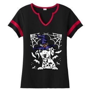 Halloween Dog Costume Design Spooky Dalmatian Gift Ladies Halftime Notch Neck Tee