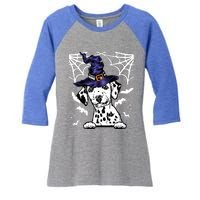 Halloween Dog Costume Design Spooky Dalmatian Gift Women's Tri-Blend 3/4-Sleeve Raglan Shirt