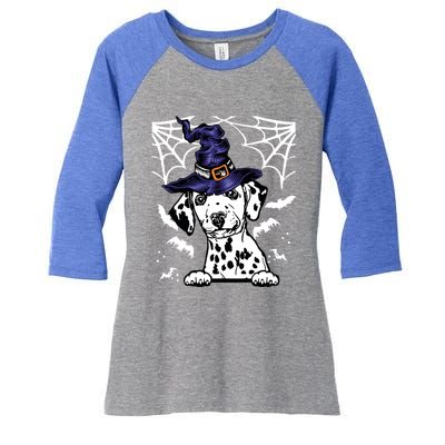 Halloween Dog Costume Design Spooky Dalmatian Gift Women's Tri-Blend 3/4-Sleeve Raglan Shirt