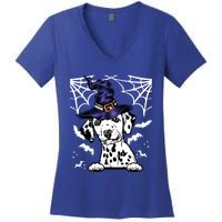 Halloween Dog Costume Design Spooky Dalmatian Gift Women's V-Neck T-Shirt