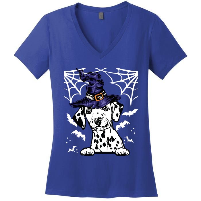 Halloween Dog Costume Design Spooky Dalmatian Gift Women's V-Neck T-Shirt