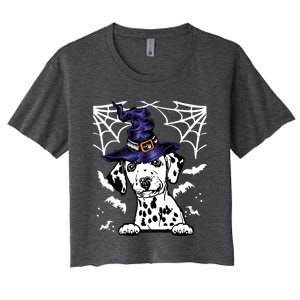 Halloween Dog Costume Design Spooky Dalmatian Gift Women's Crop Top Tee