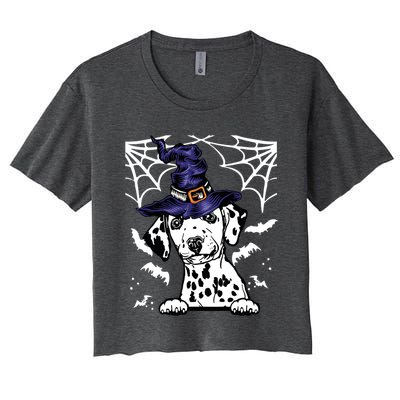 Halloween Dog Costume Design Spooky Dalmatian Gift Women's Crop Top Tee