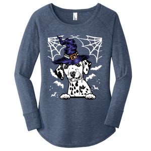 Halloween Dog Costume Design Spooky Dalmatian Gift Women's Perfect Tri Tunic Long Sleeve Shirt