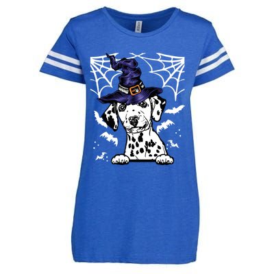 Halloween Dog Costume Design Spooky Dalmatian Gift Enza Ladies Jersey Football T-Shirt