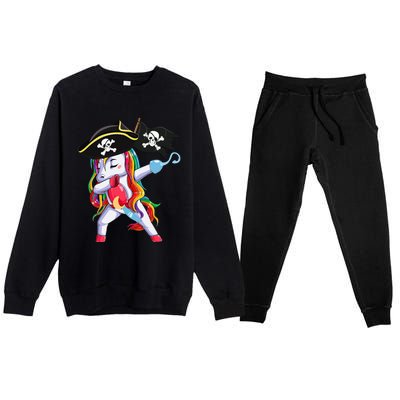 Halloween Dabbing Cute Pirate Unicorn Premium Crewneck Sweatsuit Set