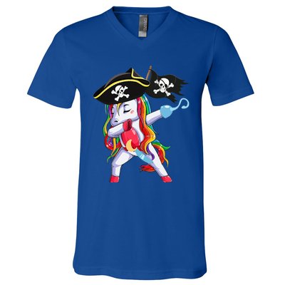 Halloween Dabbing Cute Pirate Unicorn V-Neck T-Shirt