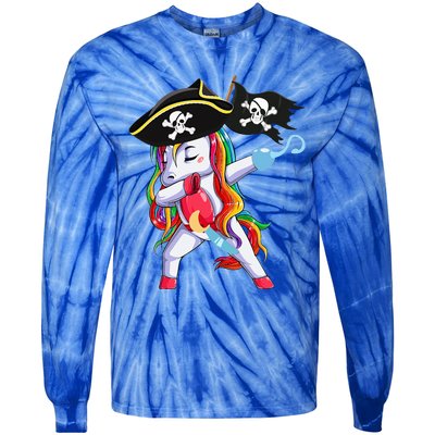 Halloween Dabbing Cute Pirate Unicorn Tie-Dye Long Sleeve Shirt