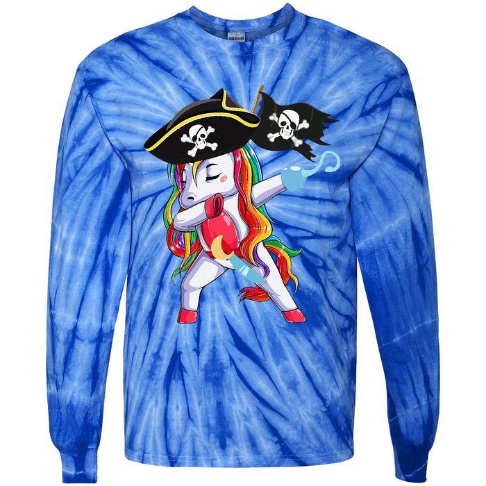 Halloween Dabbing Cute Pirate Unicorn Tie-Dye Long Sleeve Shirt