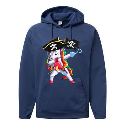 Halloween Dabbing Cute Pirate Unicorn Performance Fleece Hoodie