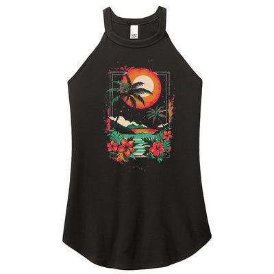 Hawaiian Design Cool Women’s Perfect Tri Rocker Tank