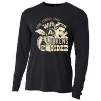 Hard Dickens Cider Girl Whiskey And Beer Apple Humor Cooling Performance Long Sleeve Crew