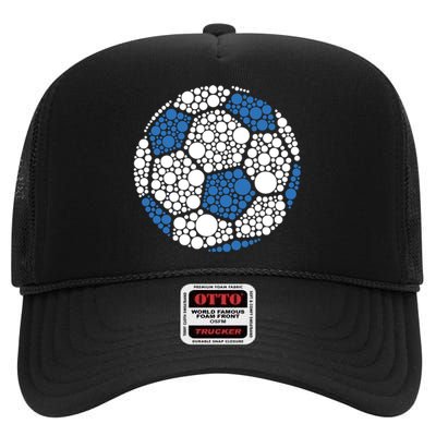 Happy Dot Day 2024 Polka Dot Soccer Ball Lover High Crown Mesh Back Trucker Hat