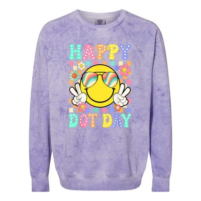 Happy Dot Day 2024 Smile Face Teacher Colorful Polka Dot Gift Colorblast Crewneck Sweatshirt